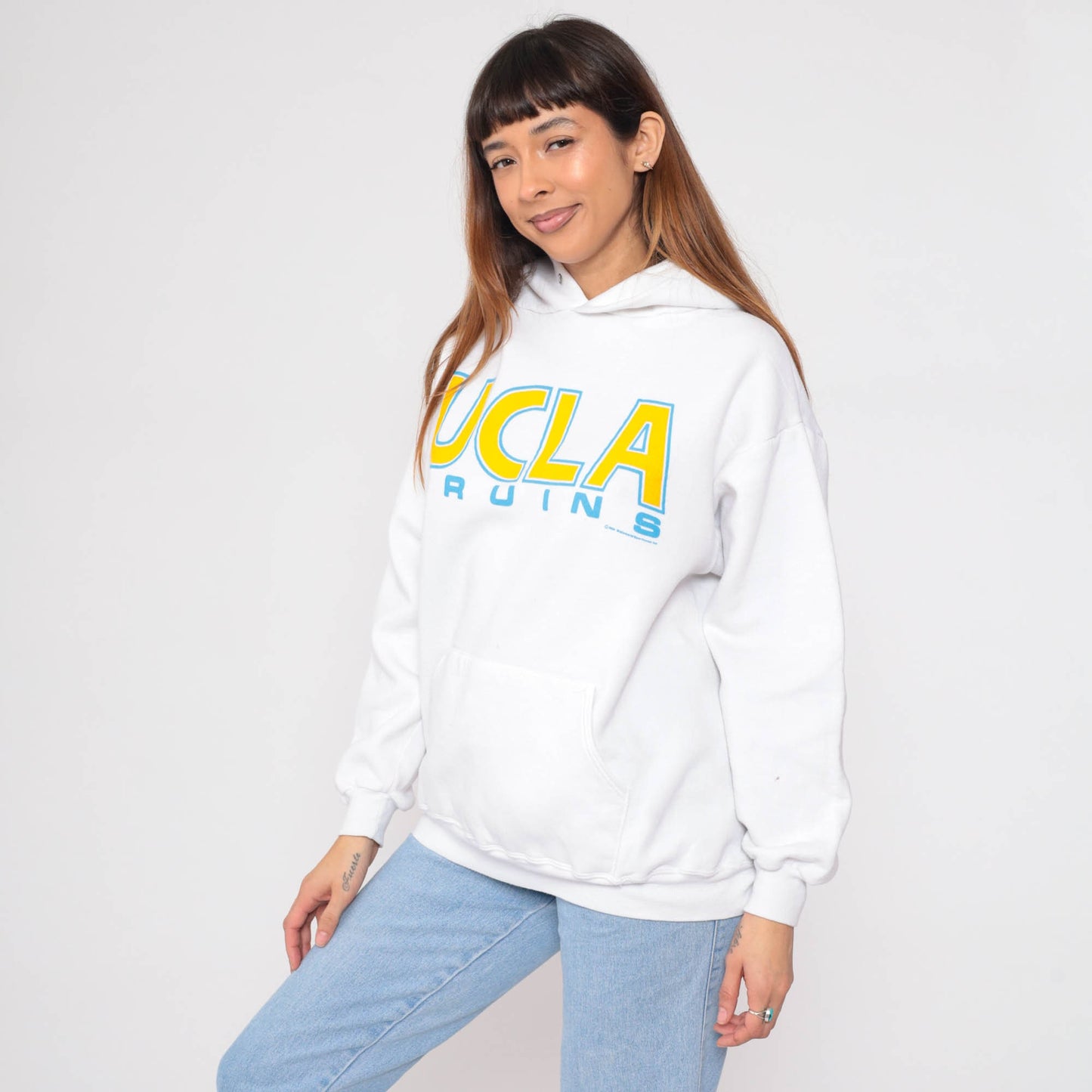 90s UCLA Bruins Hoodie Sweatshirt White Graphic College Large L