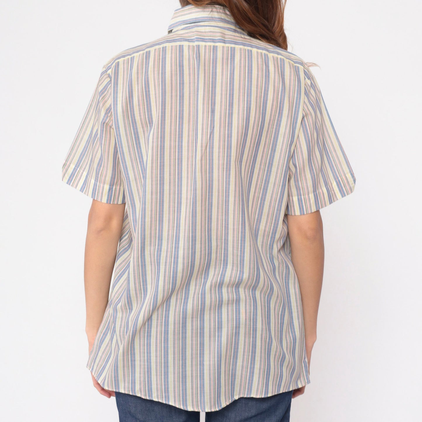 70s Fleetline Striped Button-Up Shirt Pointed Collar Multicolor Medium