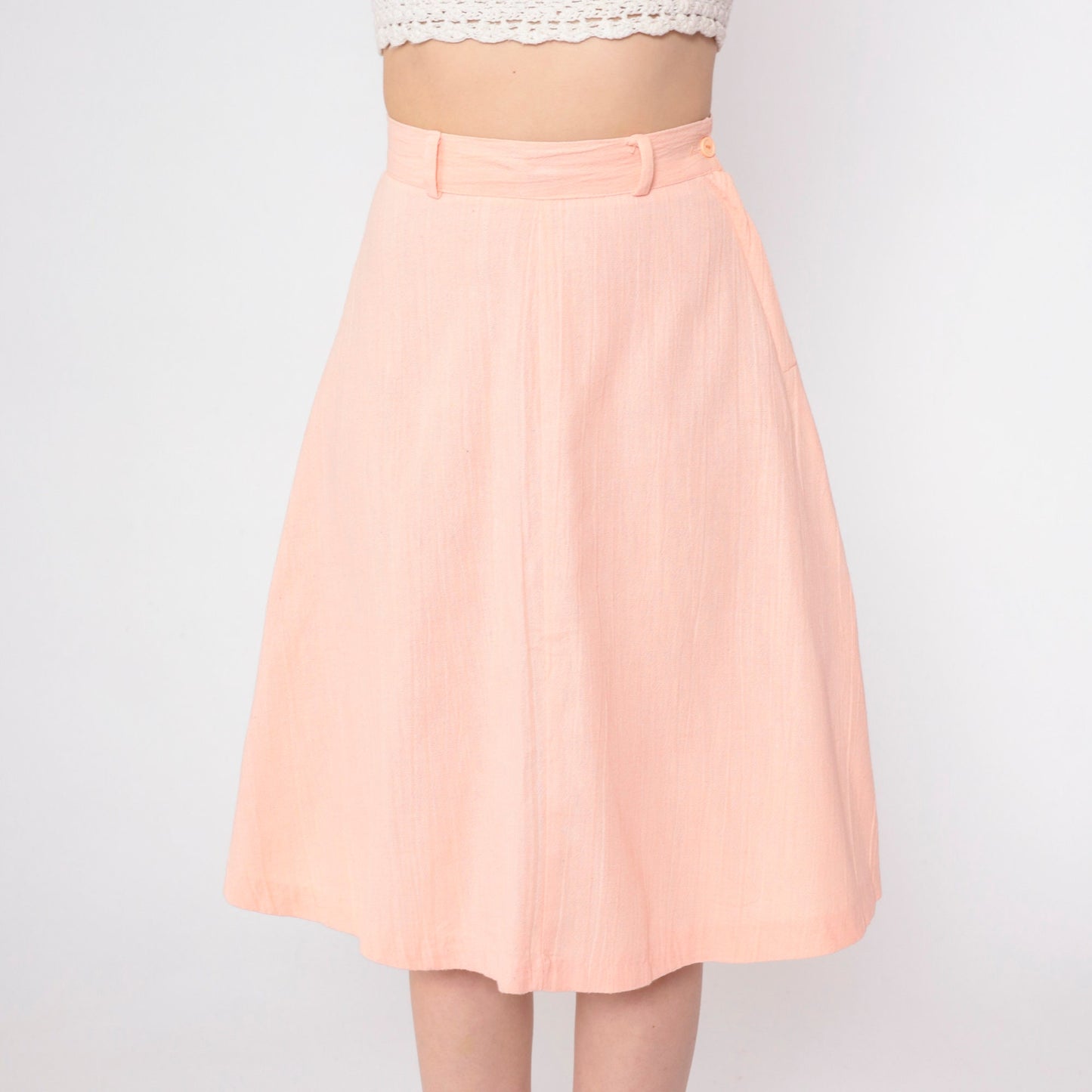 80s Baby Pink A-Line Mini Skirt High Waist Small