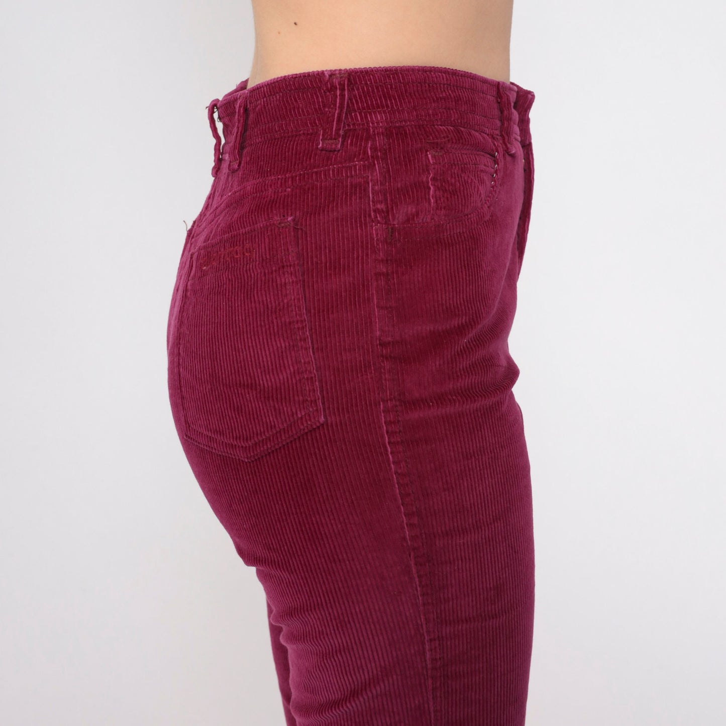 80s Berry Red Corduroy Pants Mid Rise Straight Leg Extra Small