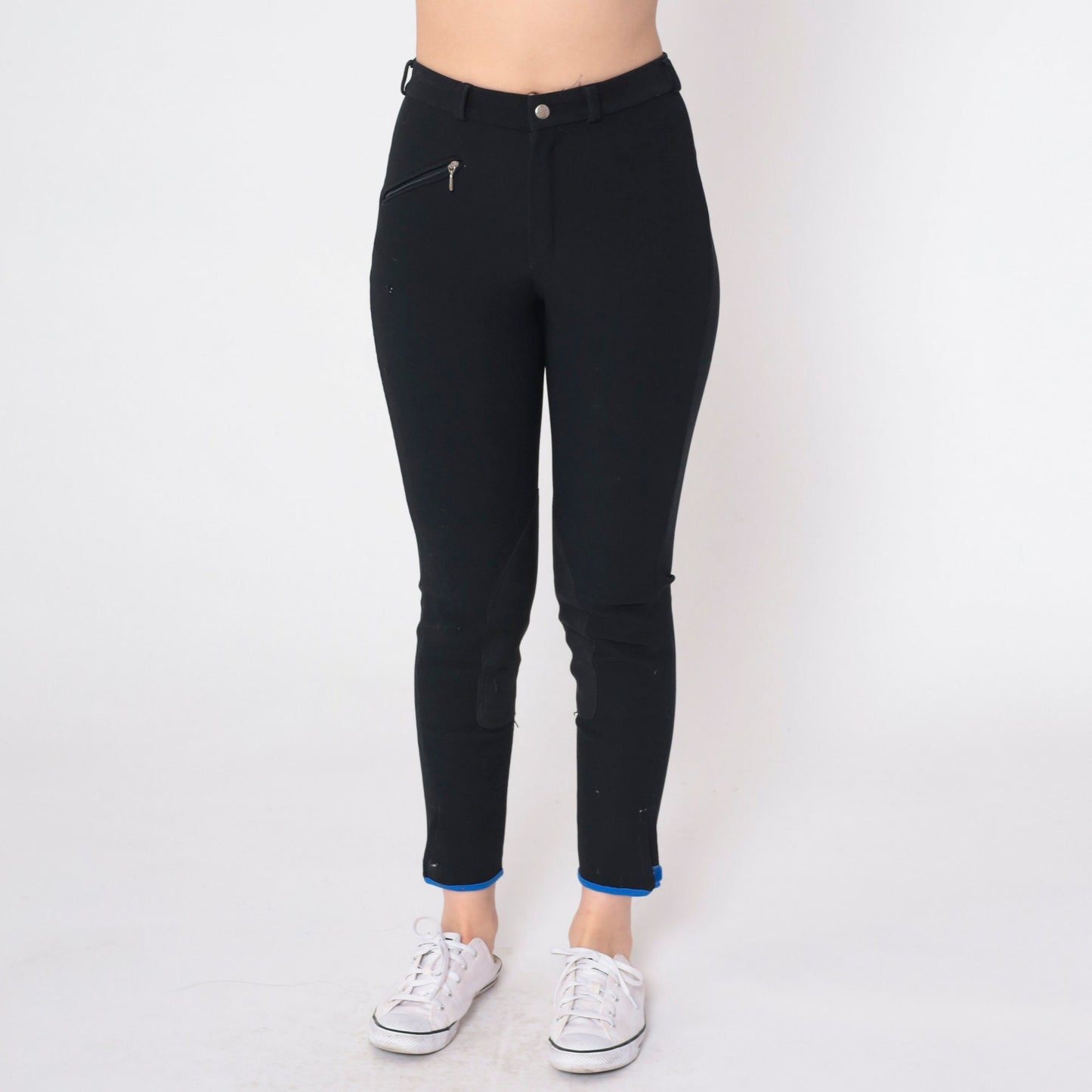 90s Euro-Star Black Riding Breeches High Waist Slim Ankle Equestrian Extra Small