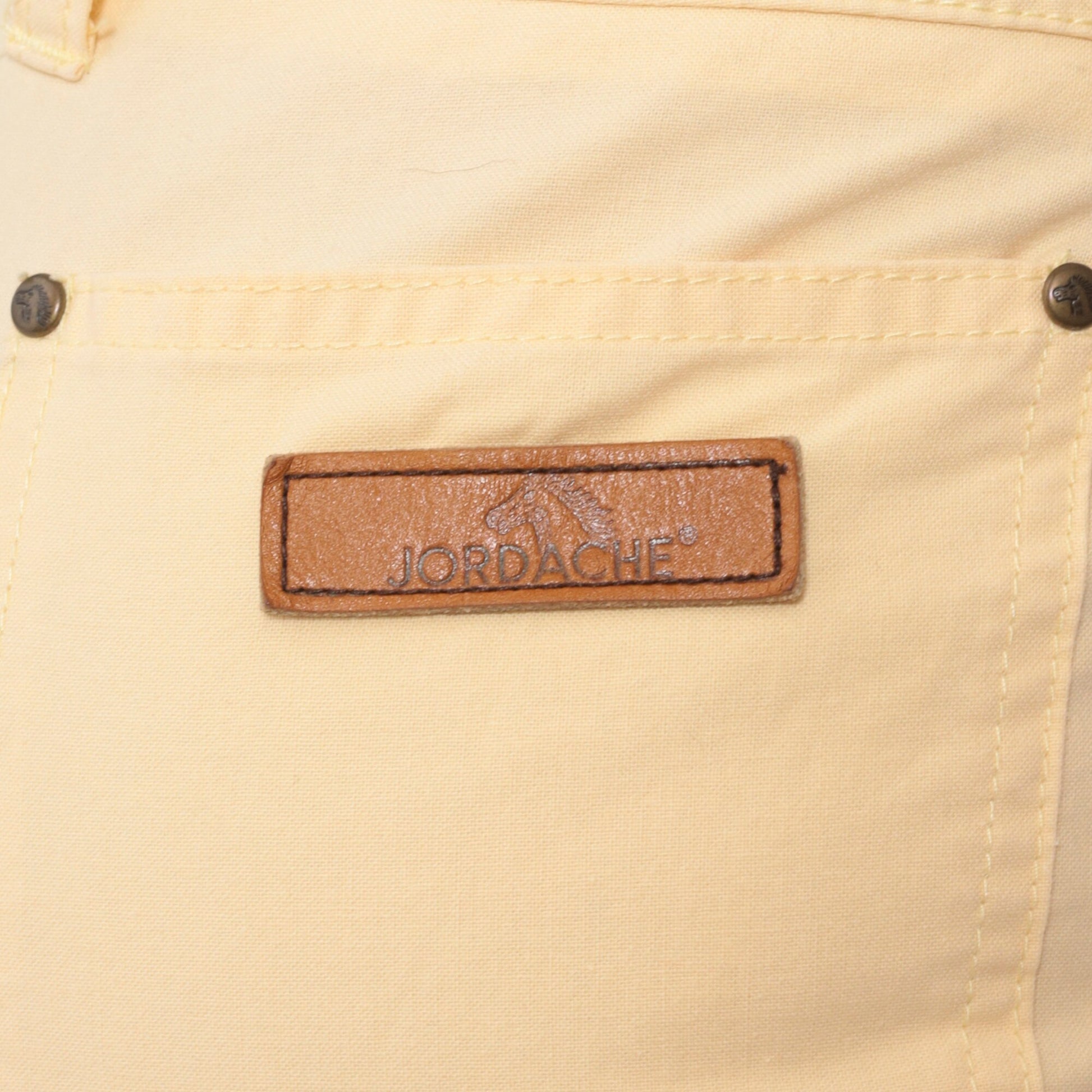 90s Jordache Pale Yellow High-Waisted Slim Trousers Small