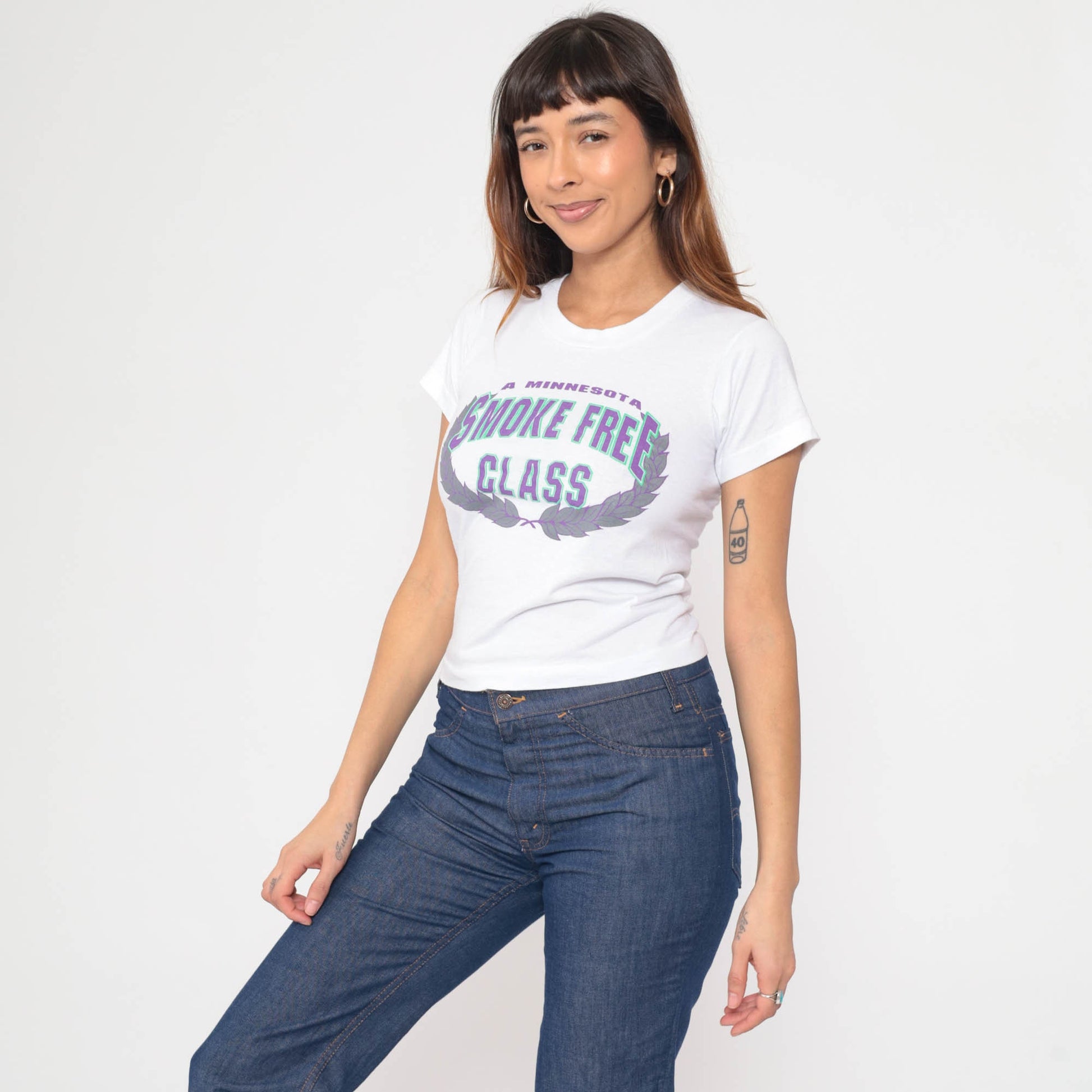 90s Minnesota Smoke Free Class Graphic T-Shirt White Single Stitch XXS
