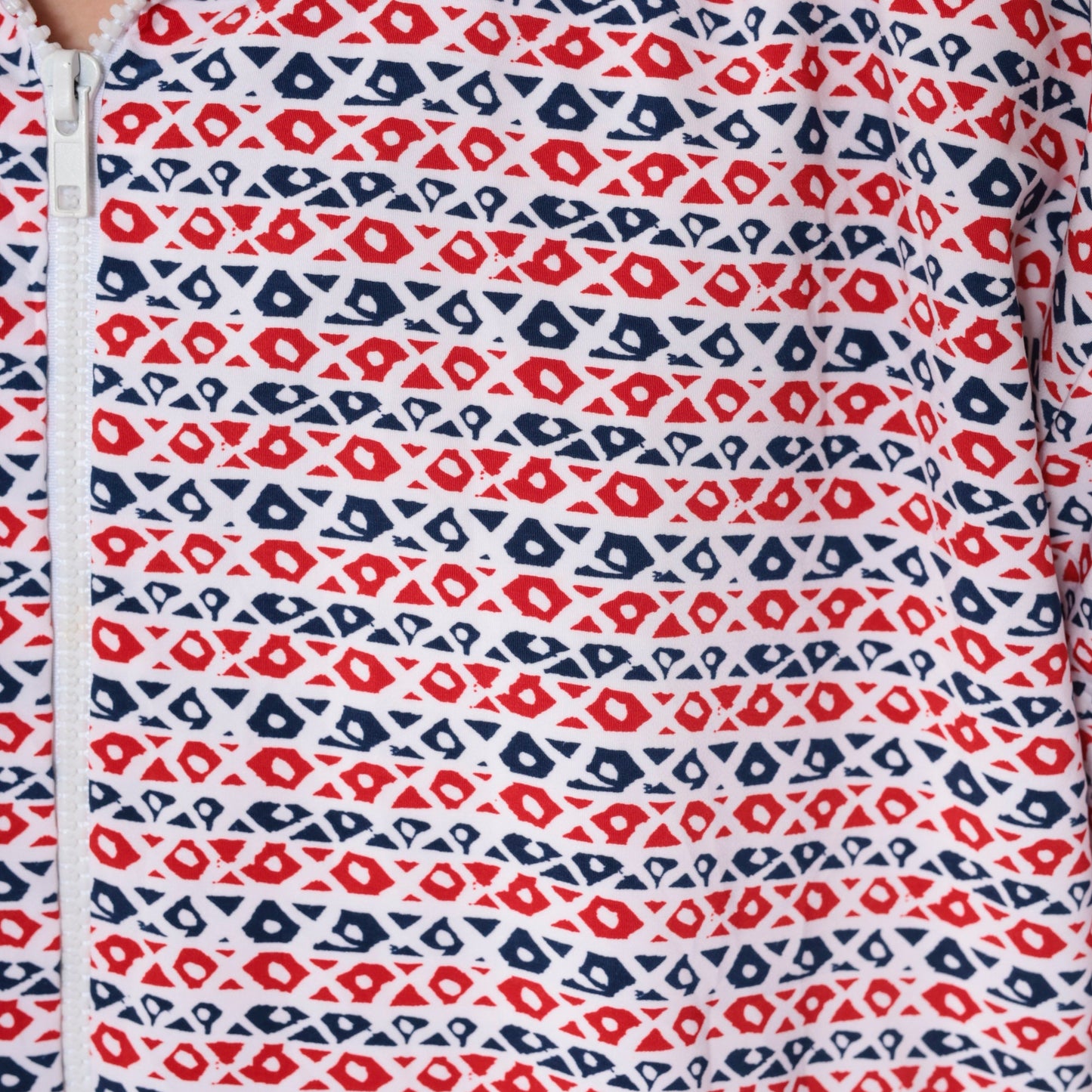 90s Bomber Jacket Red White Blue Abstract Print Zip Up Windbreaker Large L