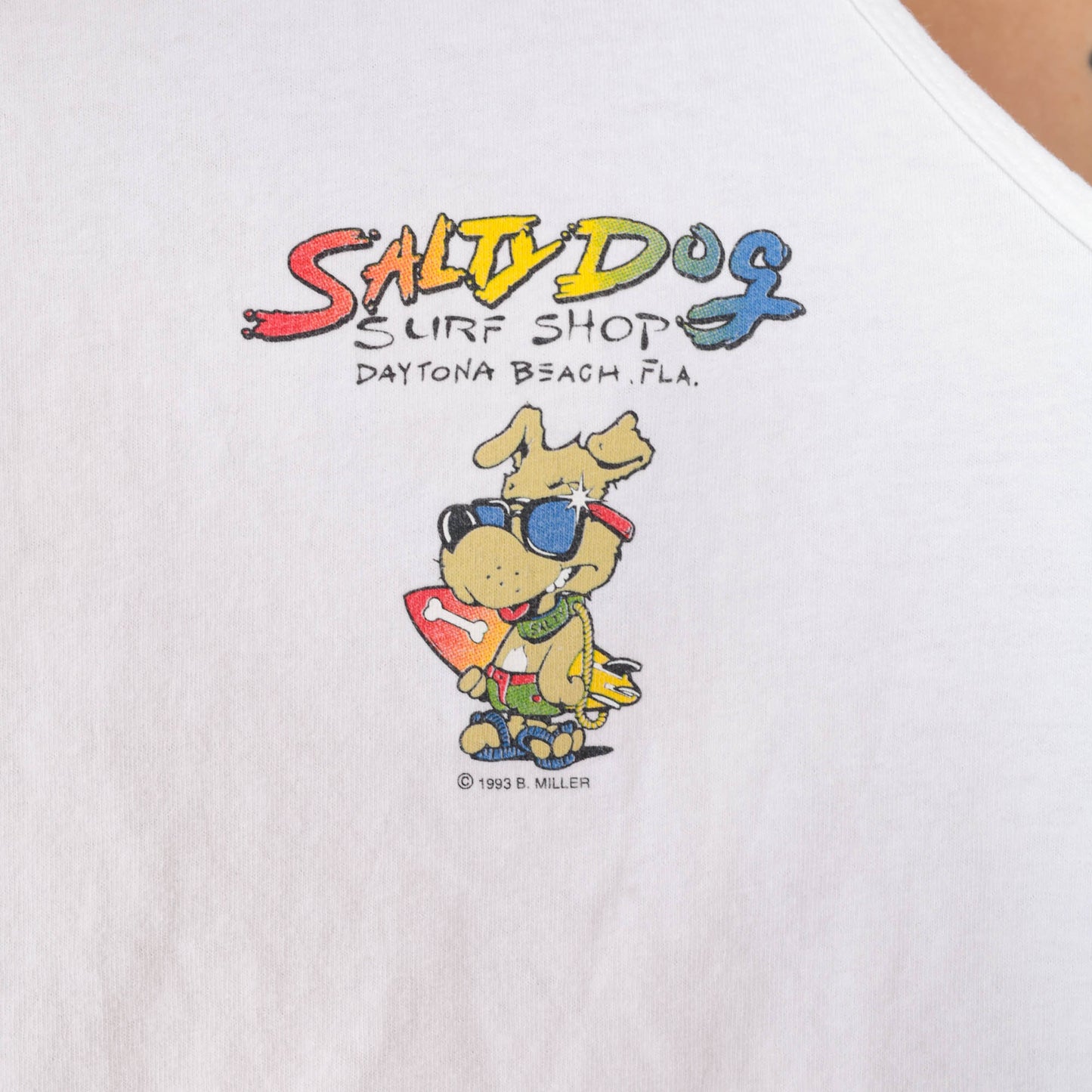 90s Salty Dog Surf Shop Tank Top Daytona Beach Florida Graphic White Extra Large XXL