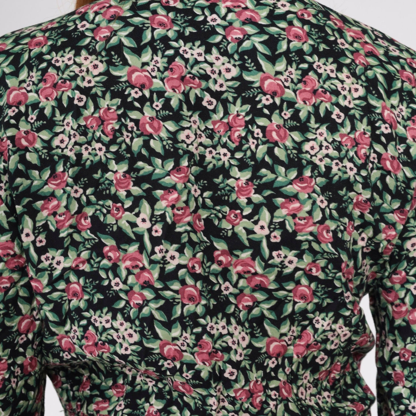 90s Maggie Lawrence Black Floral Midi Dress Basque Waist Lace V-Neck Small S