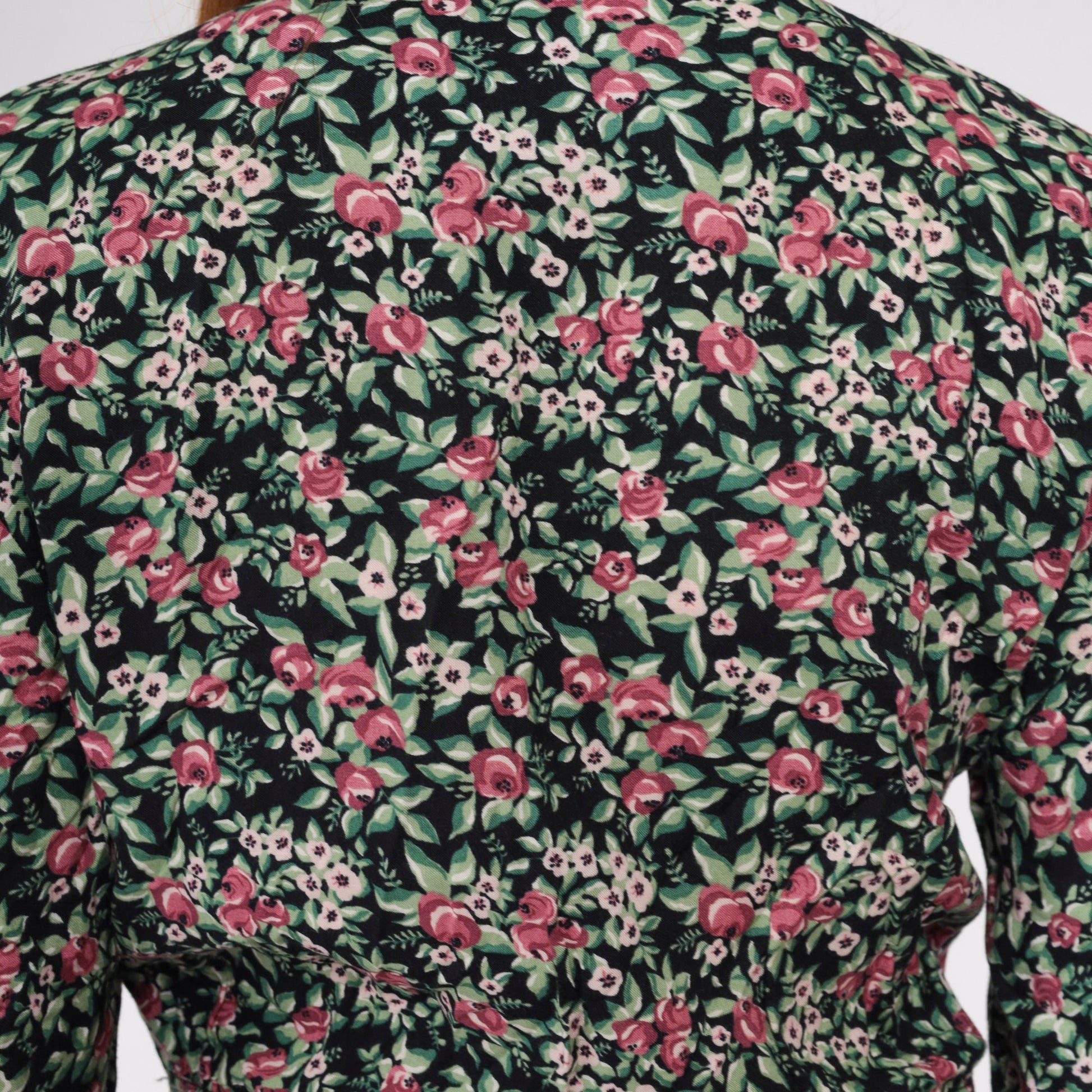 90s Maggie Lawrence Black Floral Midi Dress Basque Waist Lace V-Neck Small S