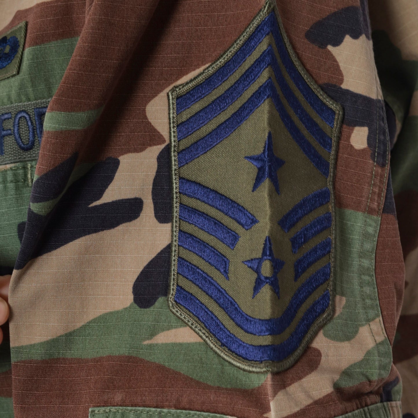 1980s US Air Force Camouflage Jacket Cargo Pockets Button Up Medium Long