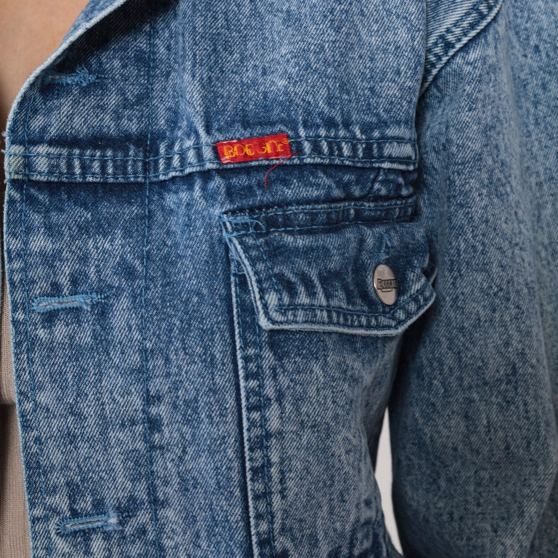 90s Blue Stone Wash Denim Jacket Button Up Trucker Medium M