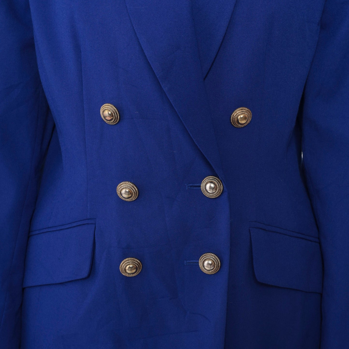 00s Royal Blue Double Breasted Blazer V Neck Tailored Jacket Large 14