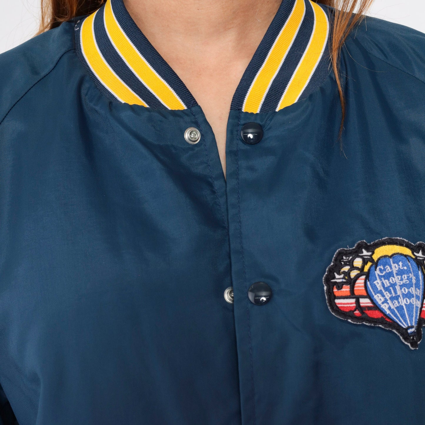 80s Capt Phoggs Balloon Platoon Bomber Jacket Blue Quilted Raglan XXL