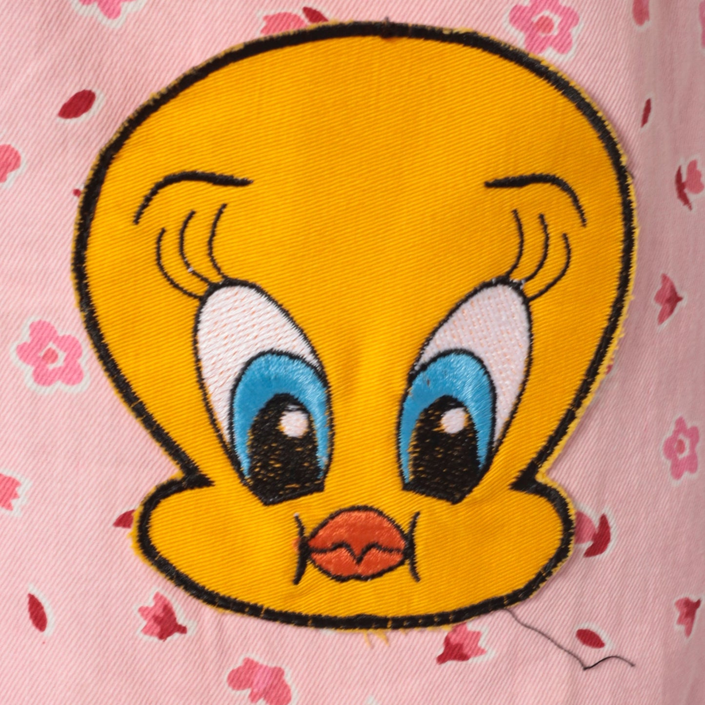 90s Tweety Bird Piolyn Floral Mini Dress Pink Sleeveless Button-Up Extra Small