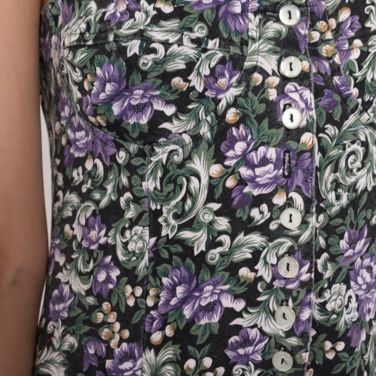90s Energie Floral Corset Romper Sleeveless Wide Leg Cotton Medium