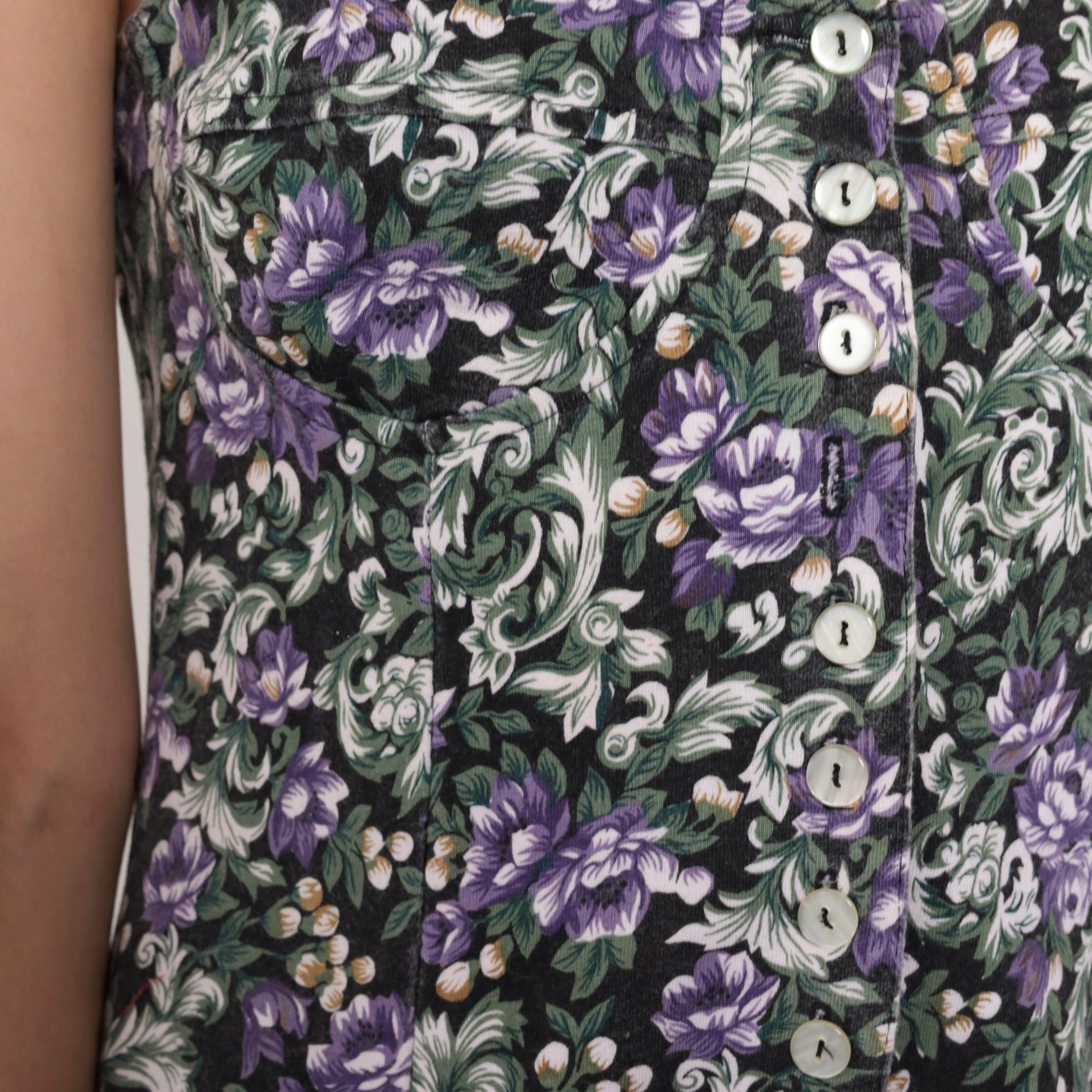 90s Energie Floral Corset Romper Sleeveless Wide Leg Cotton Medium