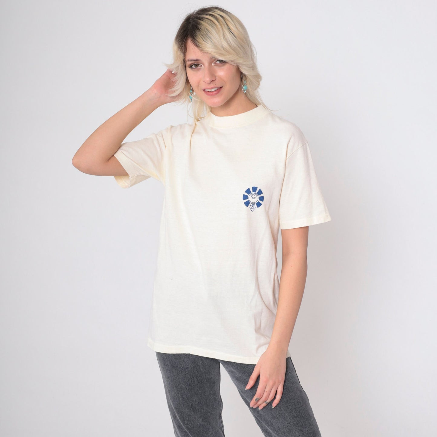 80s Japanese Shogun Graphic T-Shirt Sansei Creations Off-White Single Stitch Small