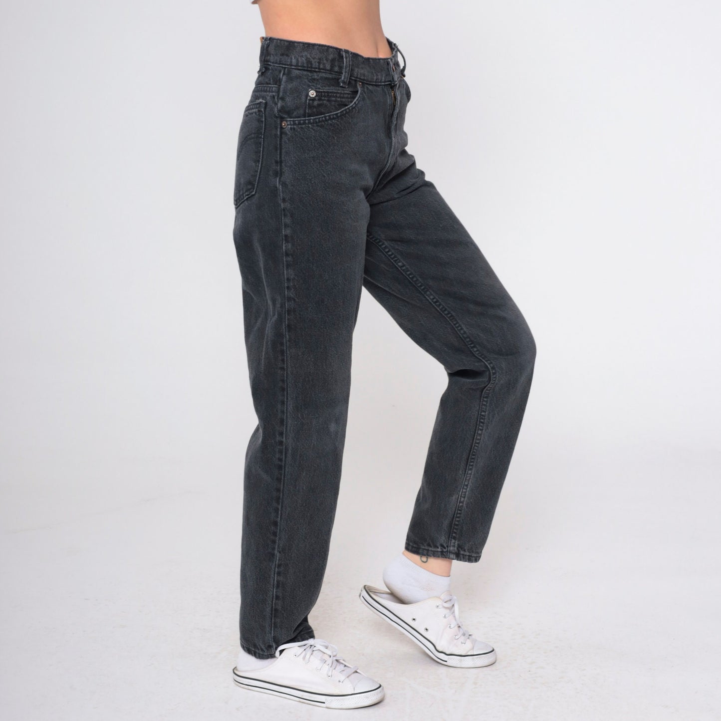 90s Levi's 750 High Waist Black Denim Jeans Relaxed Fit Small 29x30