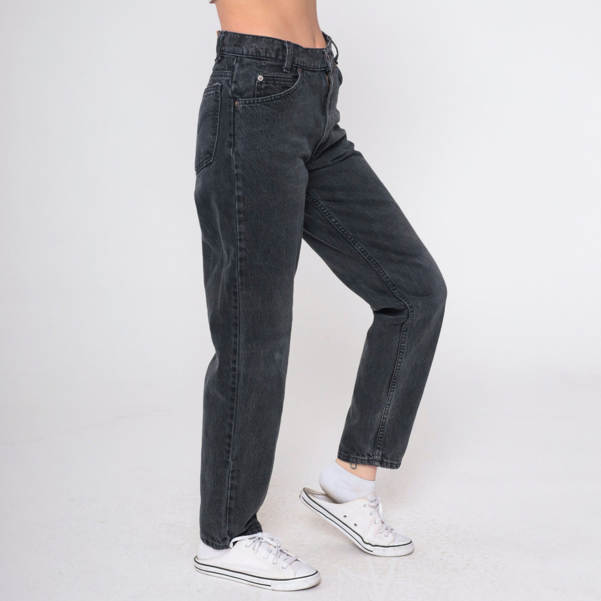 90s Levi's 750 High Waist Black Denim Jeans Relaxed Fit Small 29x30