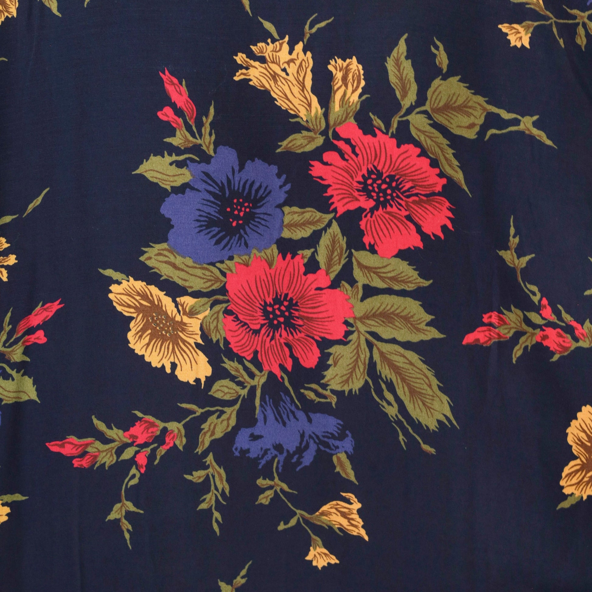90s Navy Floral Open-Front Cardigan Jacket Waterfall Rayon Large