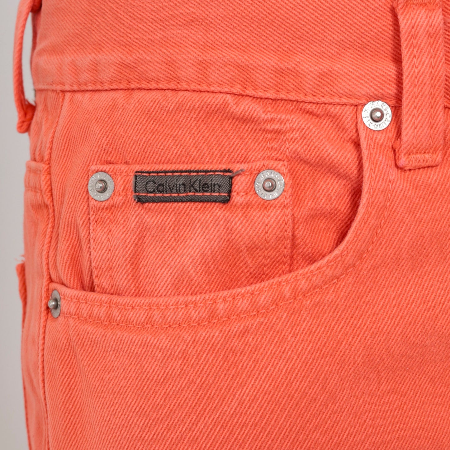 Calvin Klein 90s Orange Denim Mom Jeans Mid Rise Straight Leg Small S