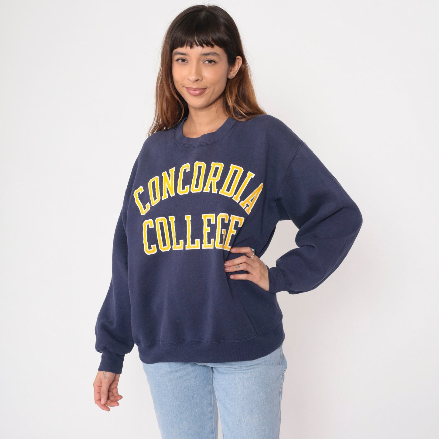 90s Concordia College Moorhead Minnesota Navy Sweatshirt Extra Large