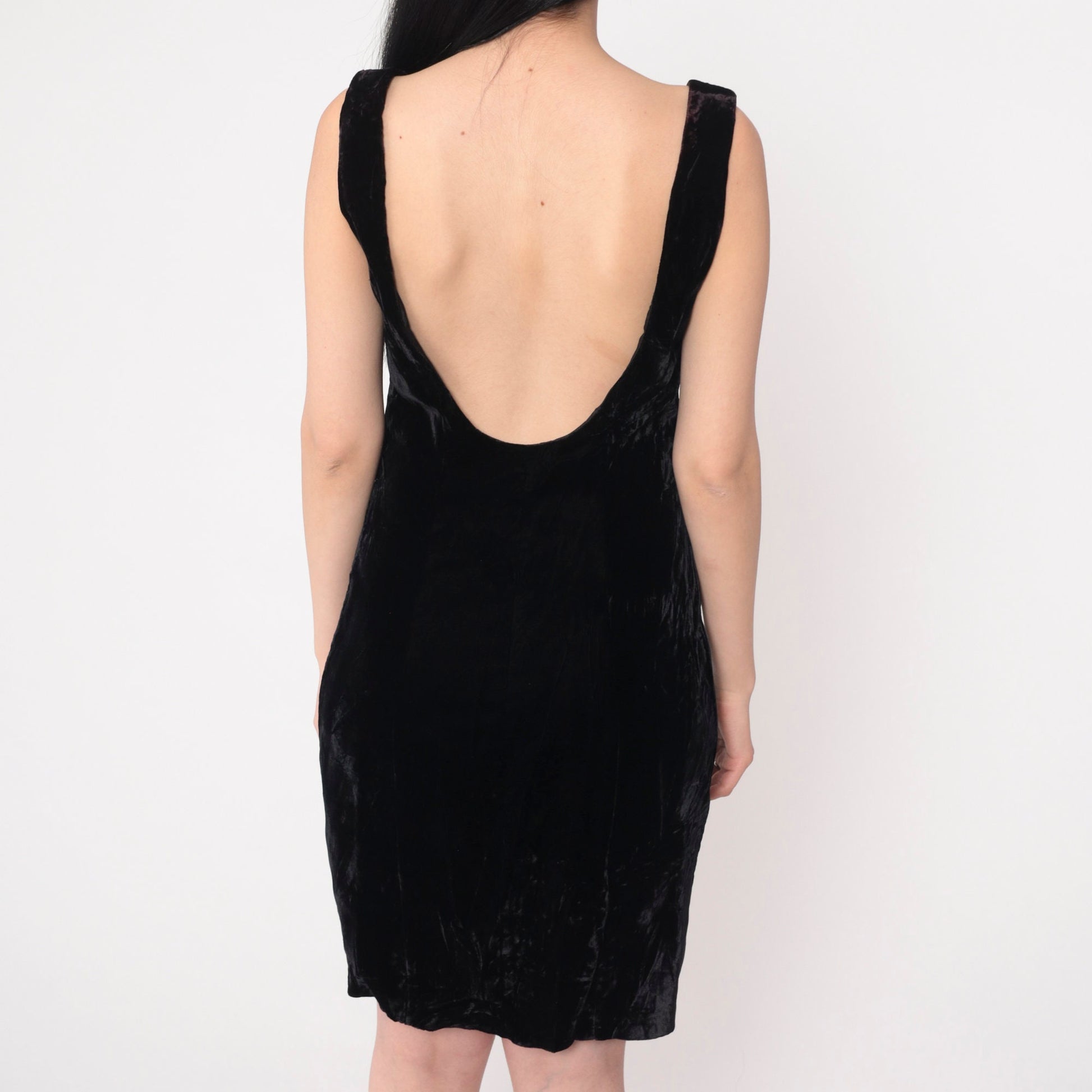 90s Rampage Black Velvet Mini Dress Sweetheart Neckline Button Front Medium