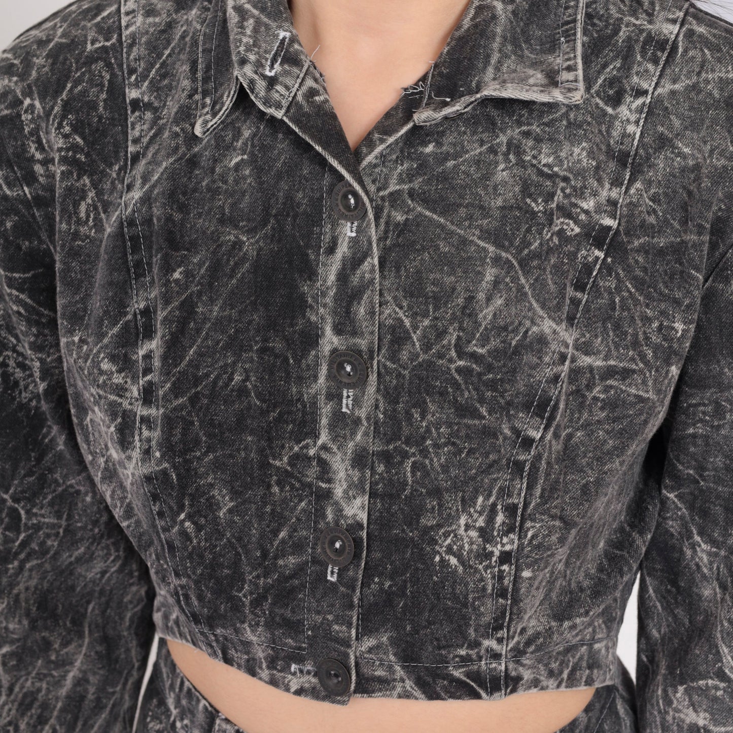 90s Rampage Acid Wash Denim Mini Dress Cutout Waist Black Extra Small