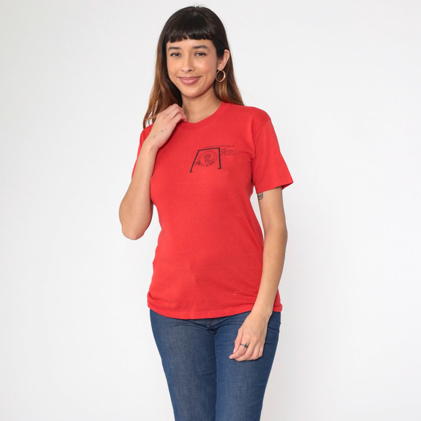 80s University of New Mexico Cancer Center Graphic Tee Red Single Stitch Small