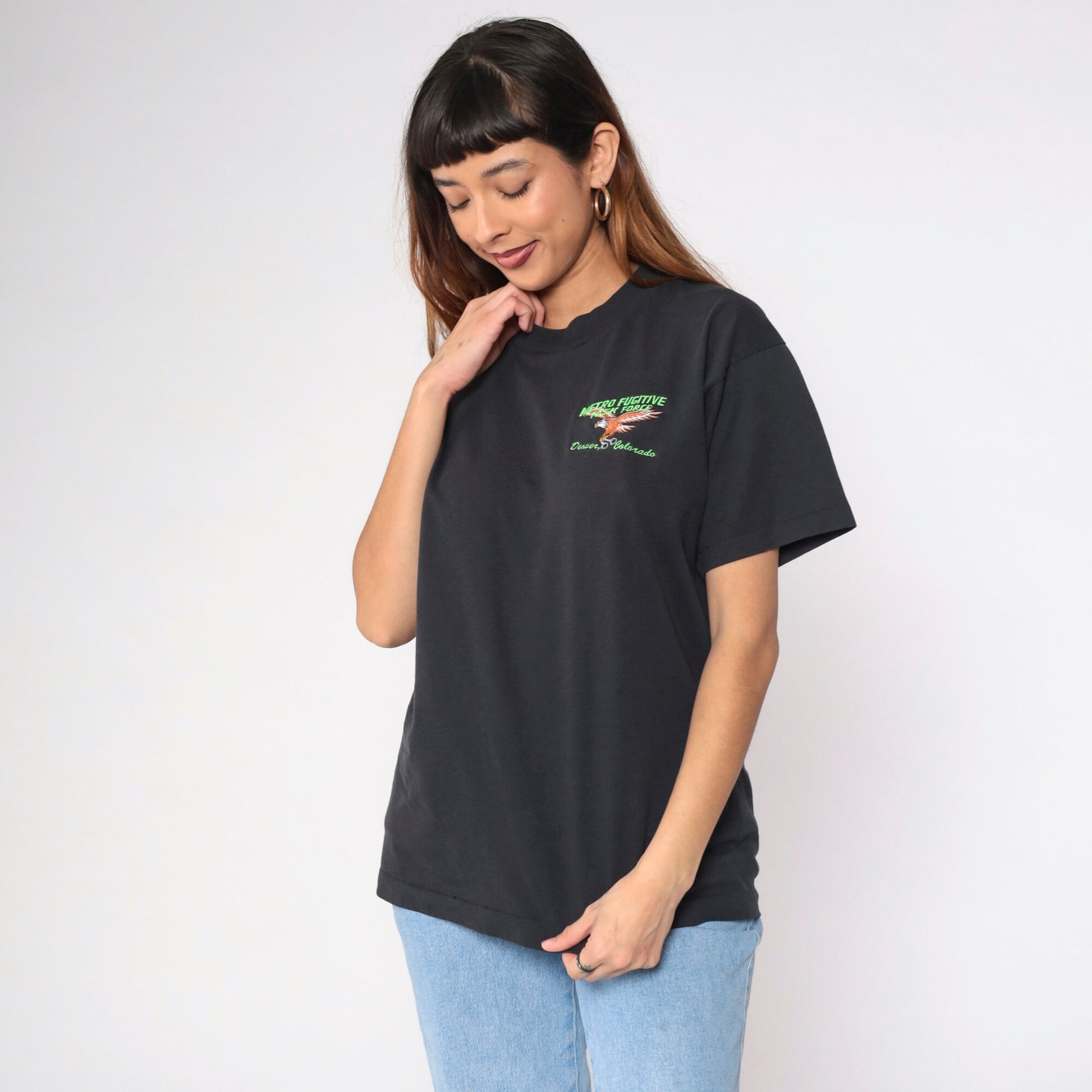 90s Metro Fugitive Task Force Denver Police Graphic Tee Black Large