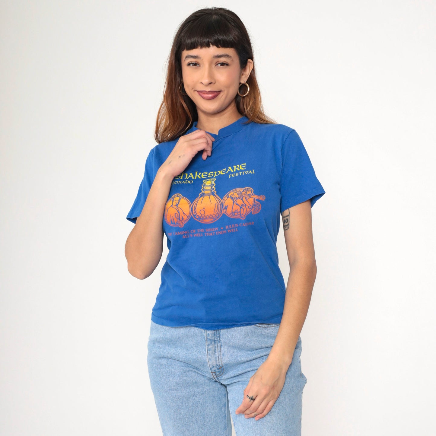 80s Colorado Shakespeare Festival Graphic T-Shirt Blue Cotton Small
