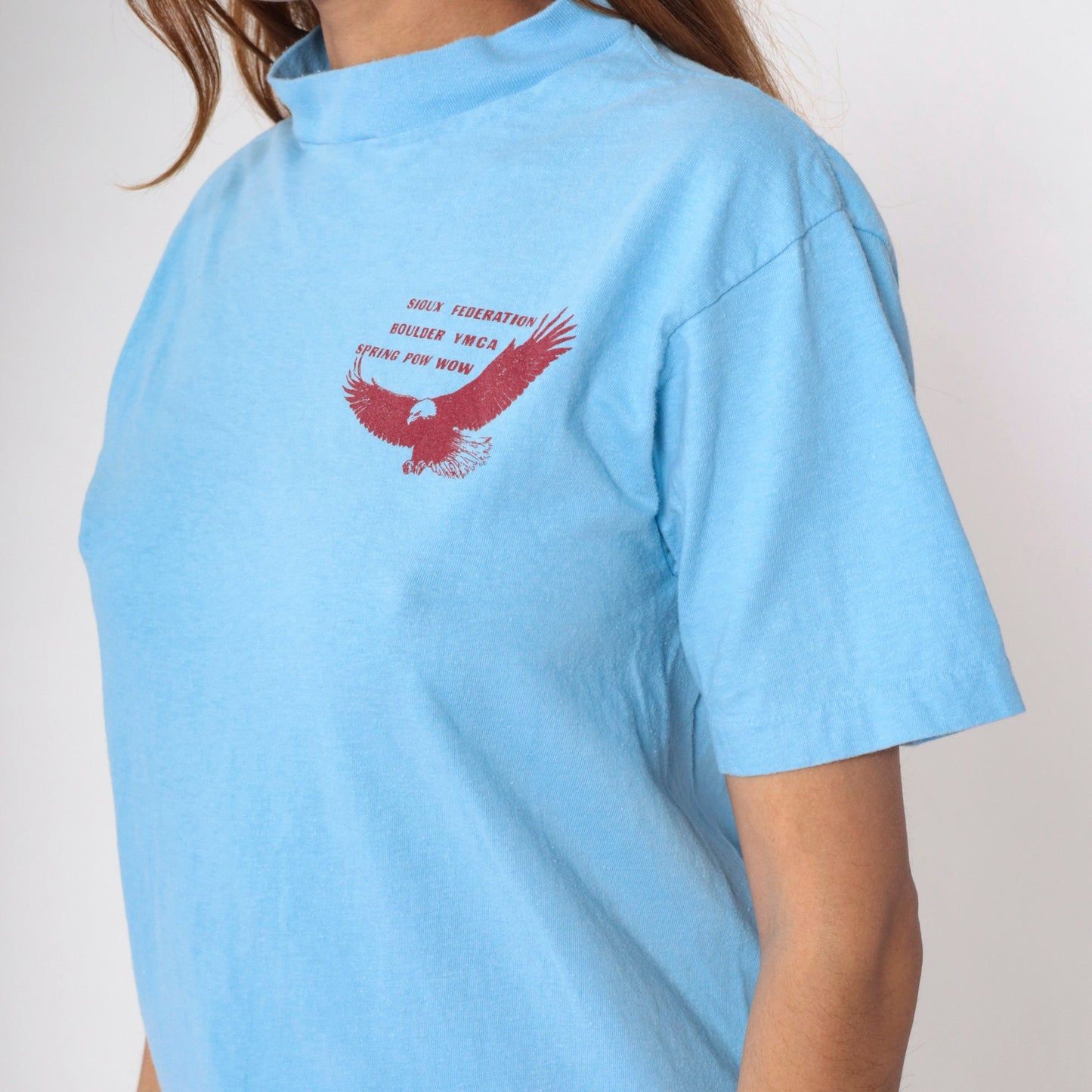 80s Sioux Federation Boulder YMCA Spring Pow Wow Eagle Graphic T-Shirt Cotton Medium
