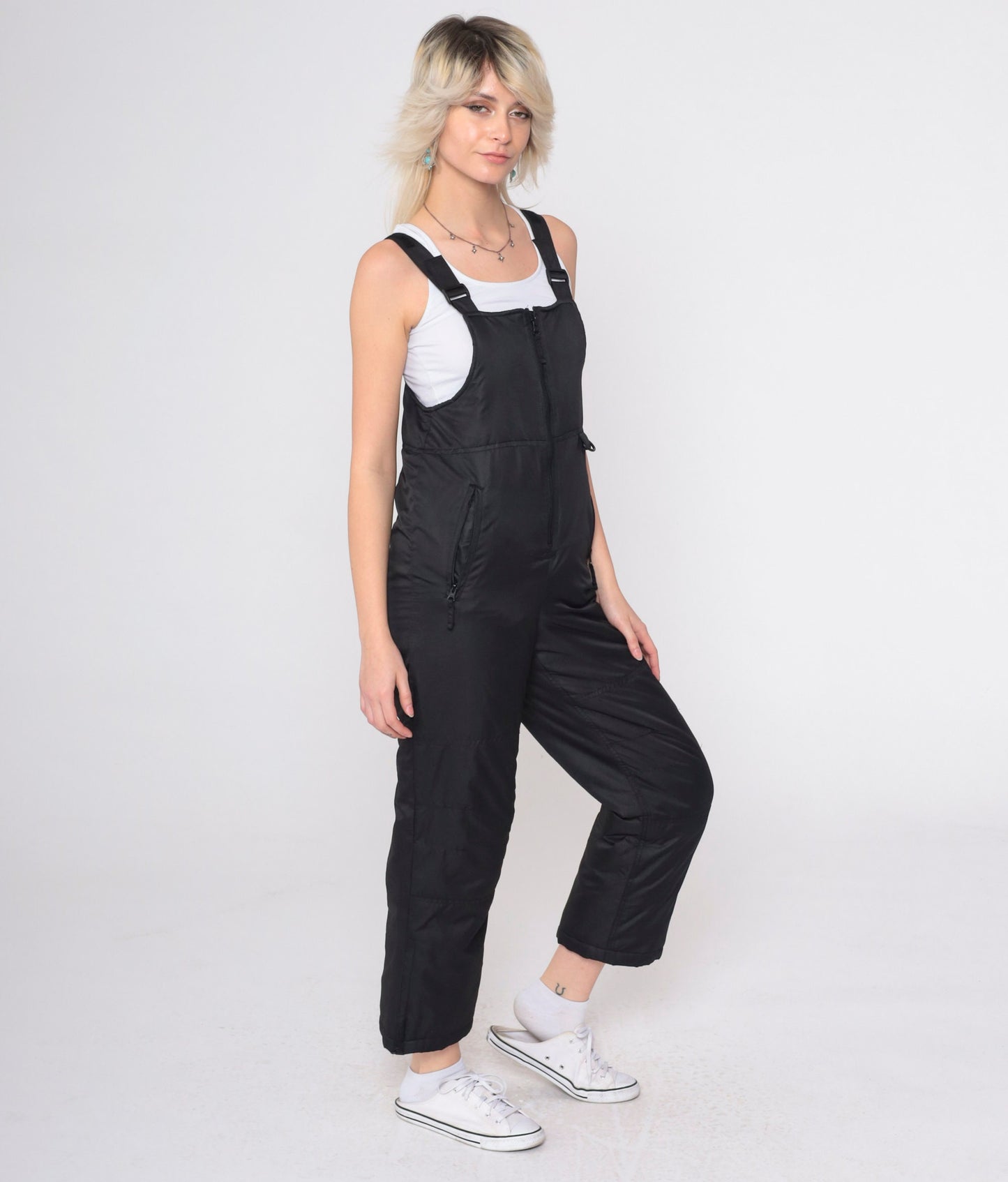 90s Athletech Black Ski Pants Suspender Straps Youth Large