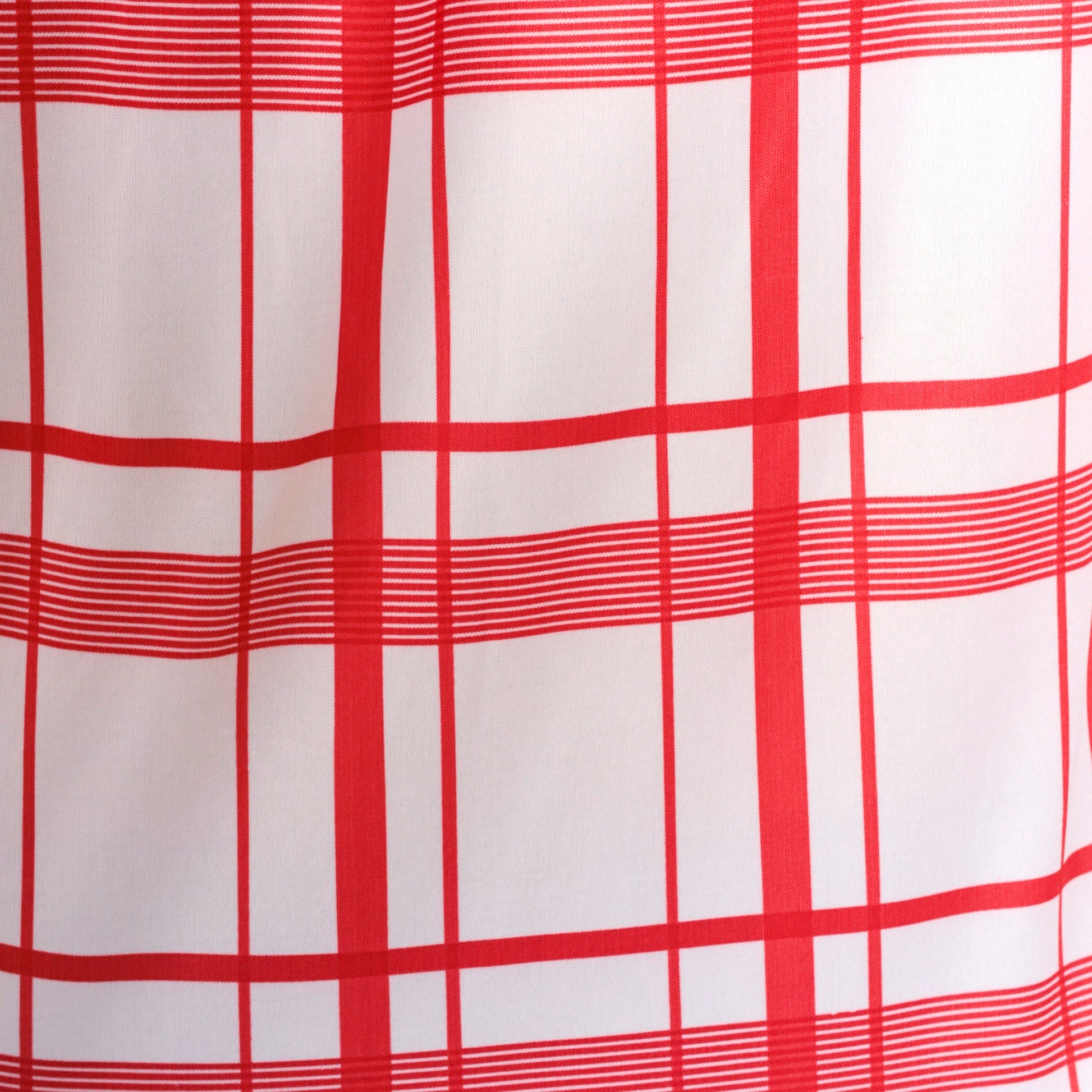 70s Jack Winter Plaid Button-Up Blouse Red White Dagger Collar Medium