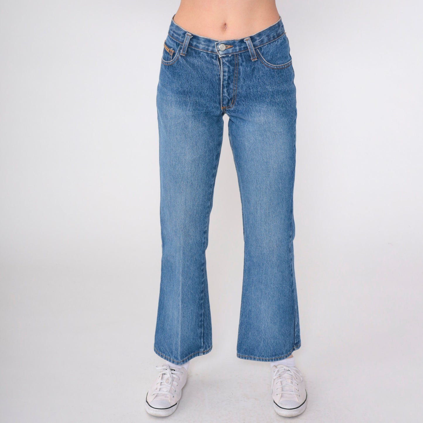 00s Hot & The Gang Flared Jeans Mid Rise Medium Wash Denim Small 3