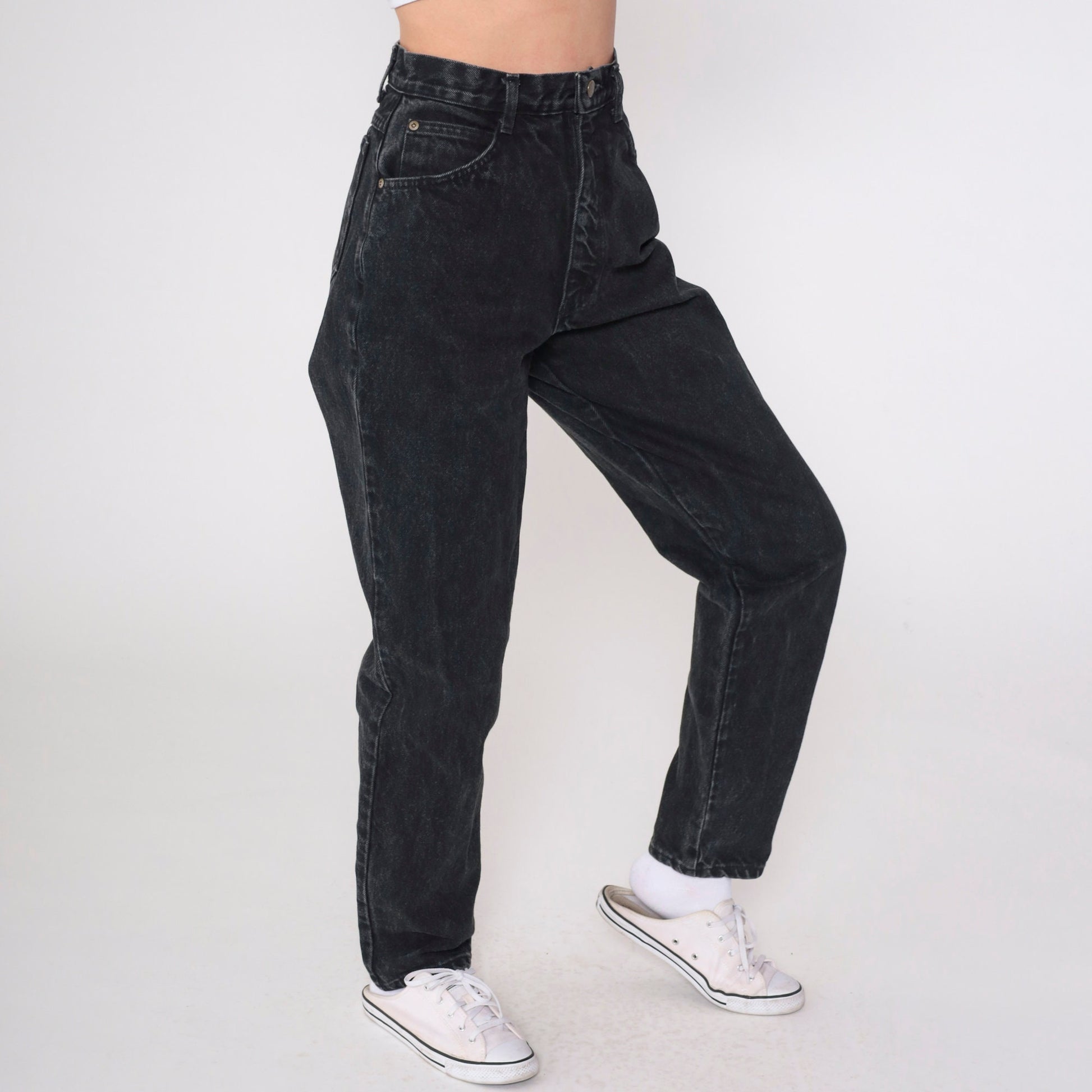 90s Hunt Club Black High-Waisted Tapered Jeans Small 6