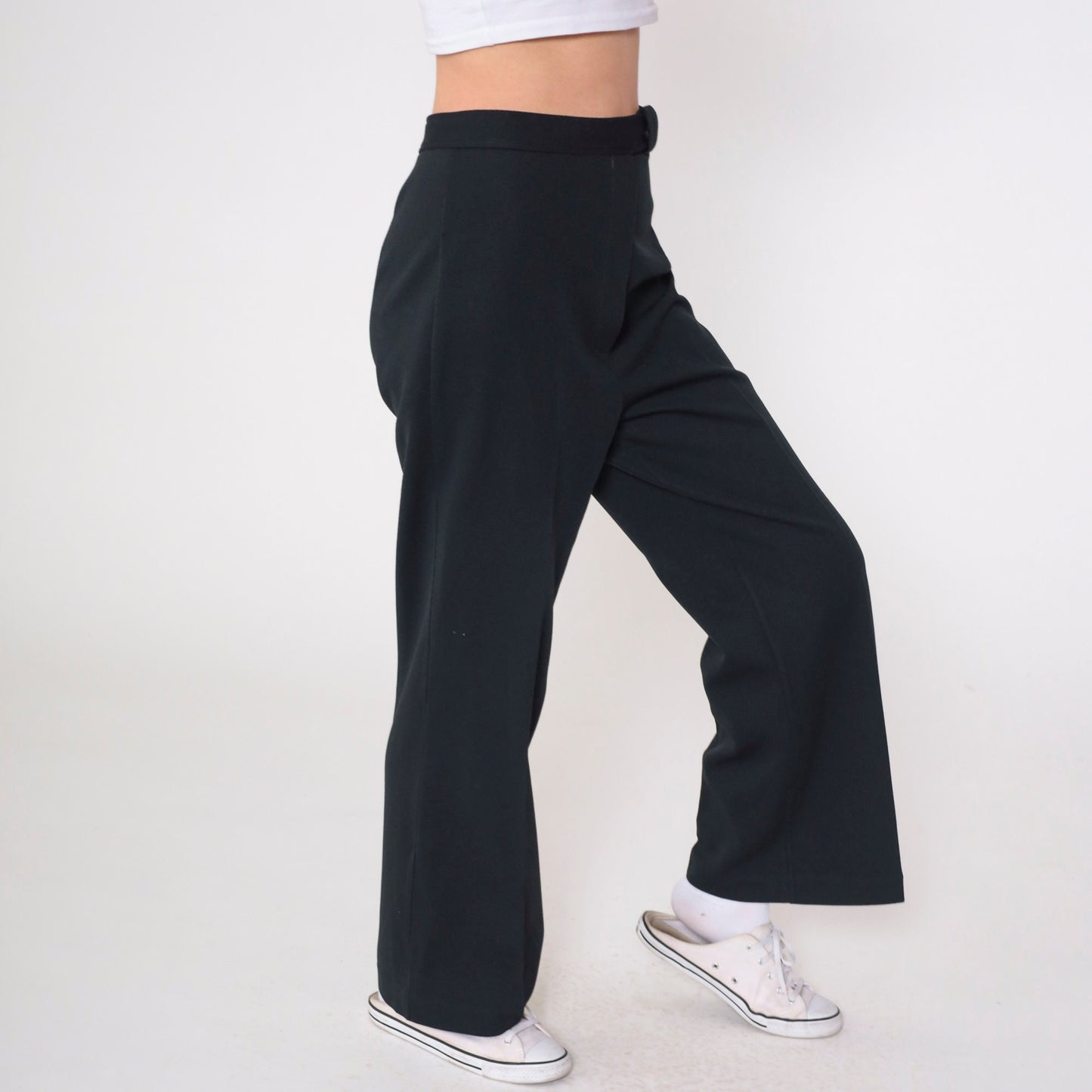 70s Black High-Waist Flared Trousers Russ Medium 8