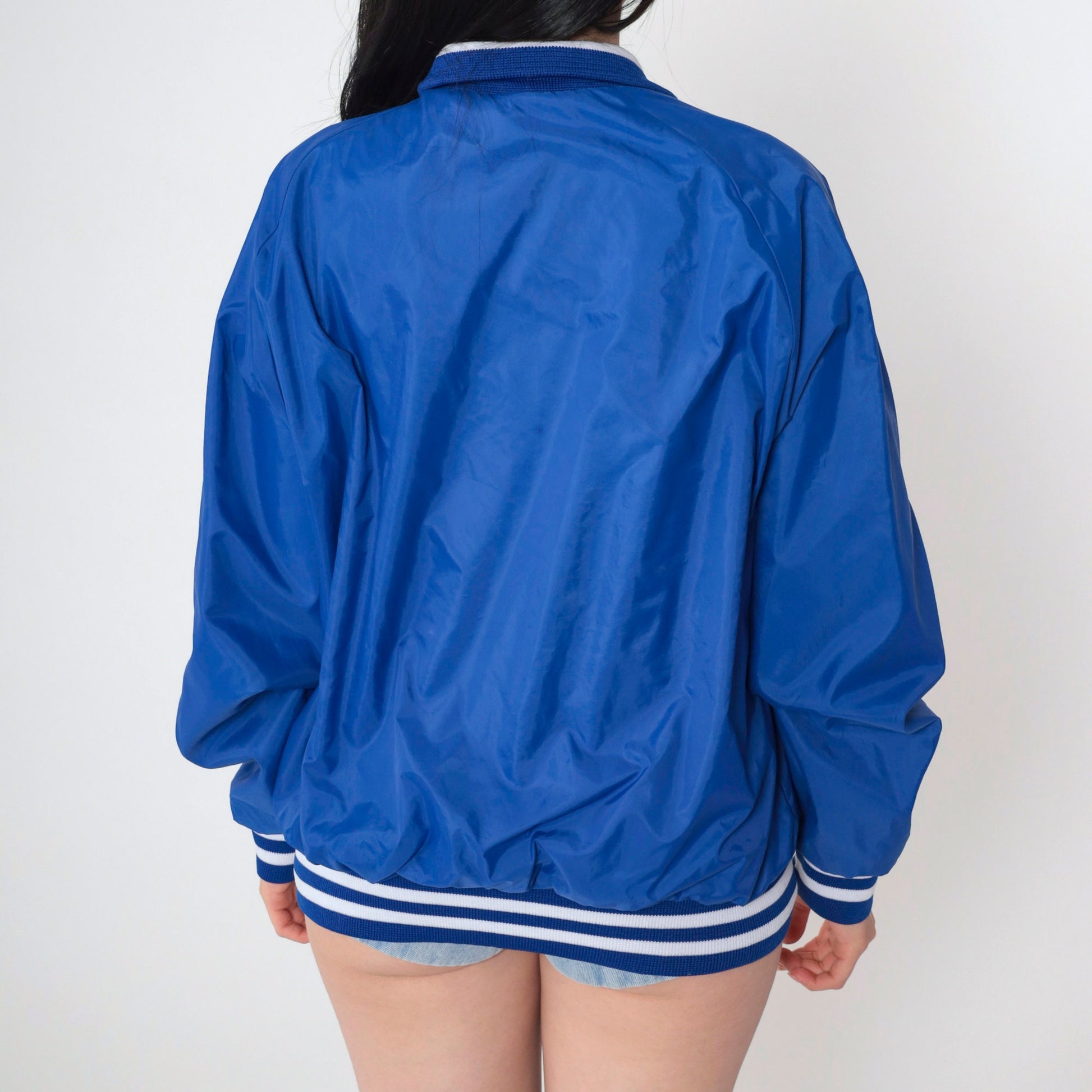 90s Fel-Pro Performance Gaskets Racing Bomber Jacket Blue Nylon Large