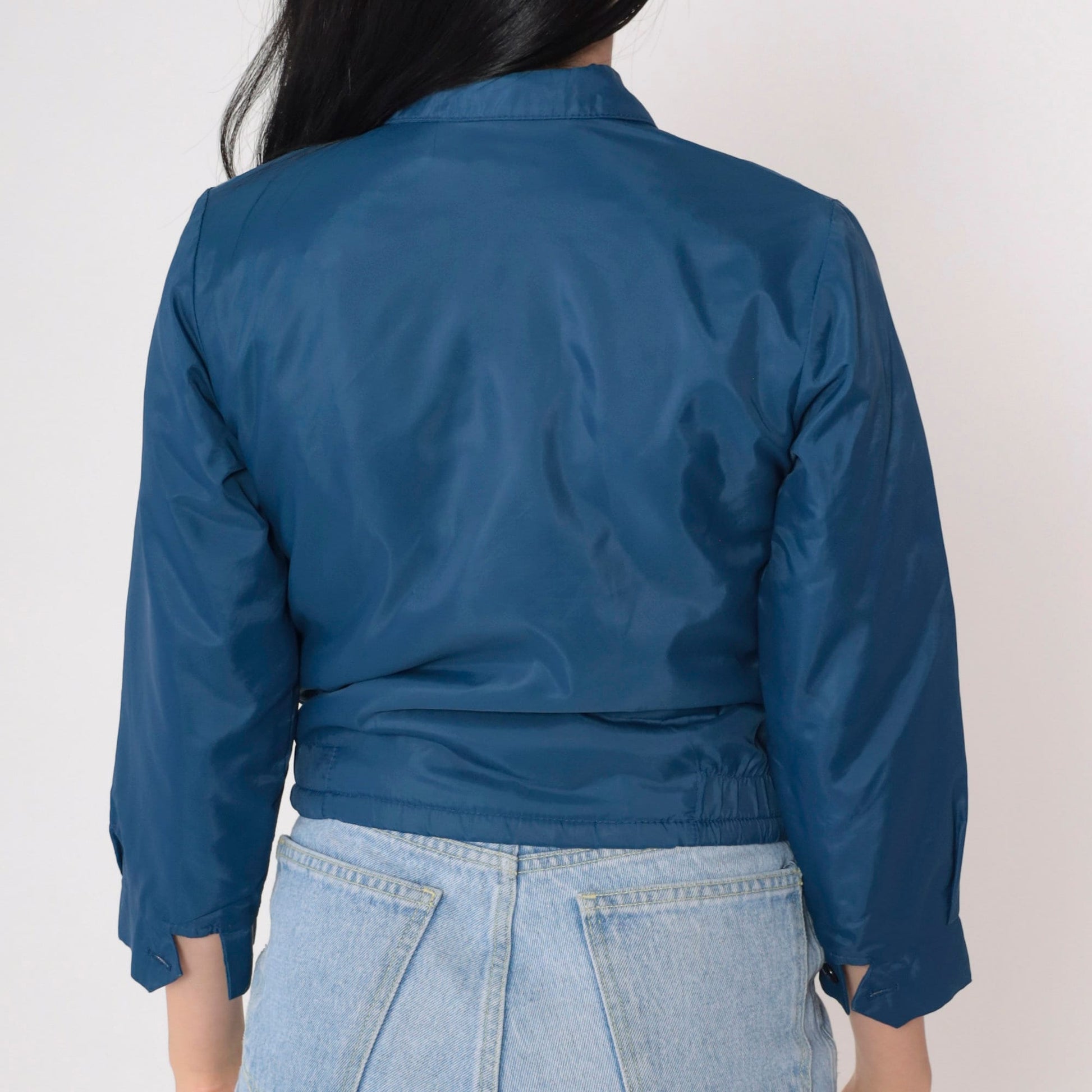 70s 80s Pacific Trail Dark Blue Windbreaker Jacket Faux Sherpa Lined Extra Small