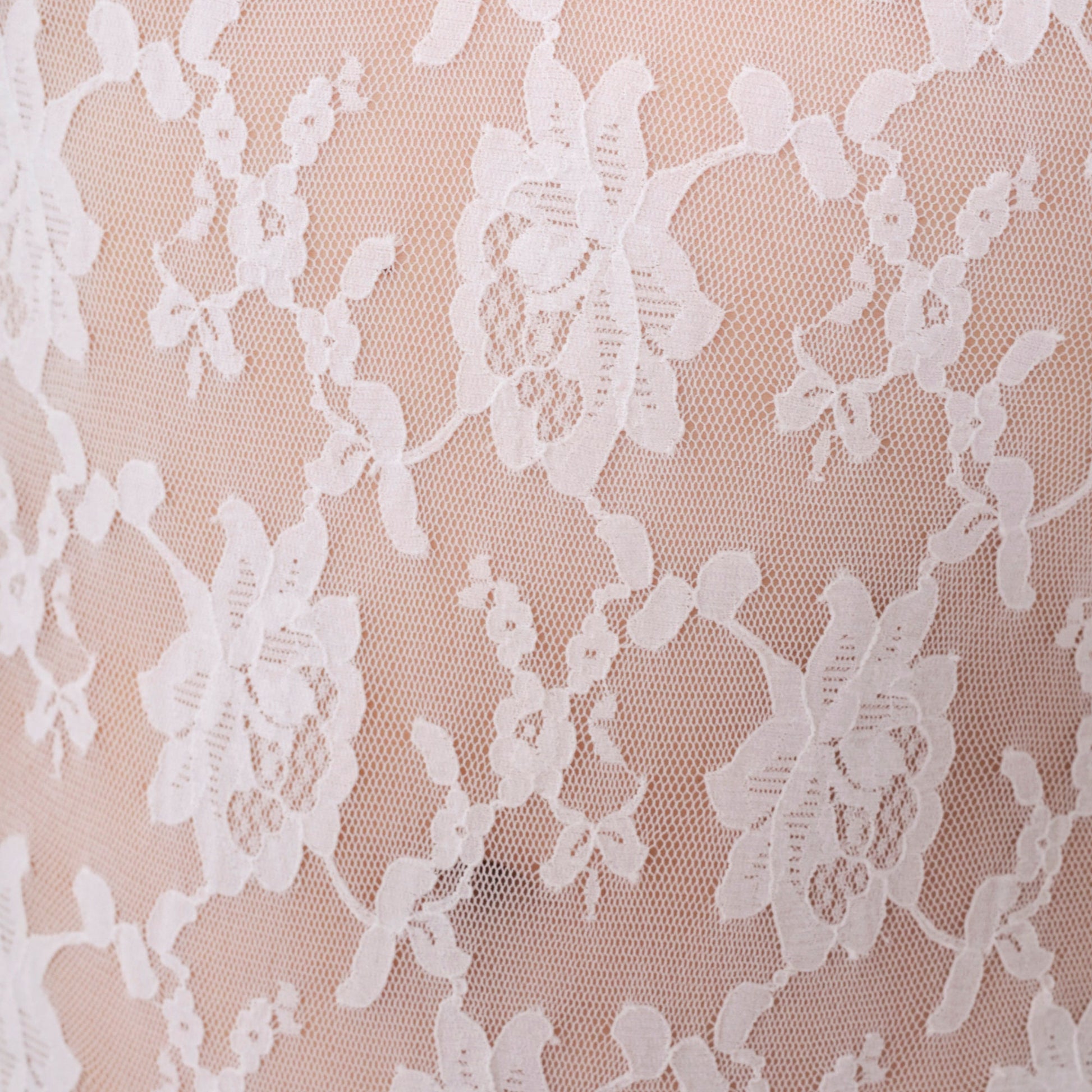80s Hanky Panky White Lace Bodysuit Floral Sheer Thong Small S