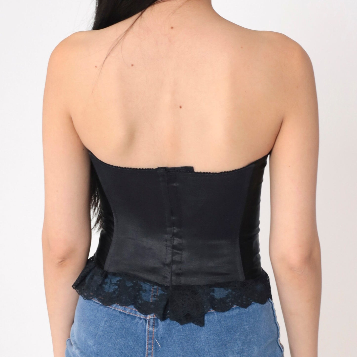 90s Victoria's Secret Black Lace Bustier Underwire Sweetheart Neckline Small