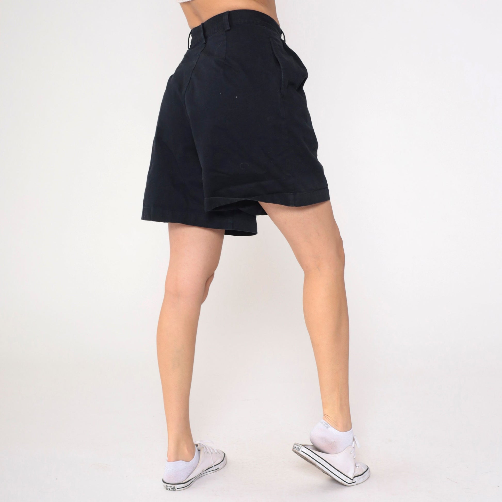 90s Ralph Lauren Navy Cotton Shorts High Waist Bermuda Medium