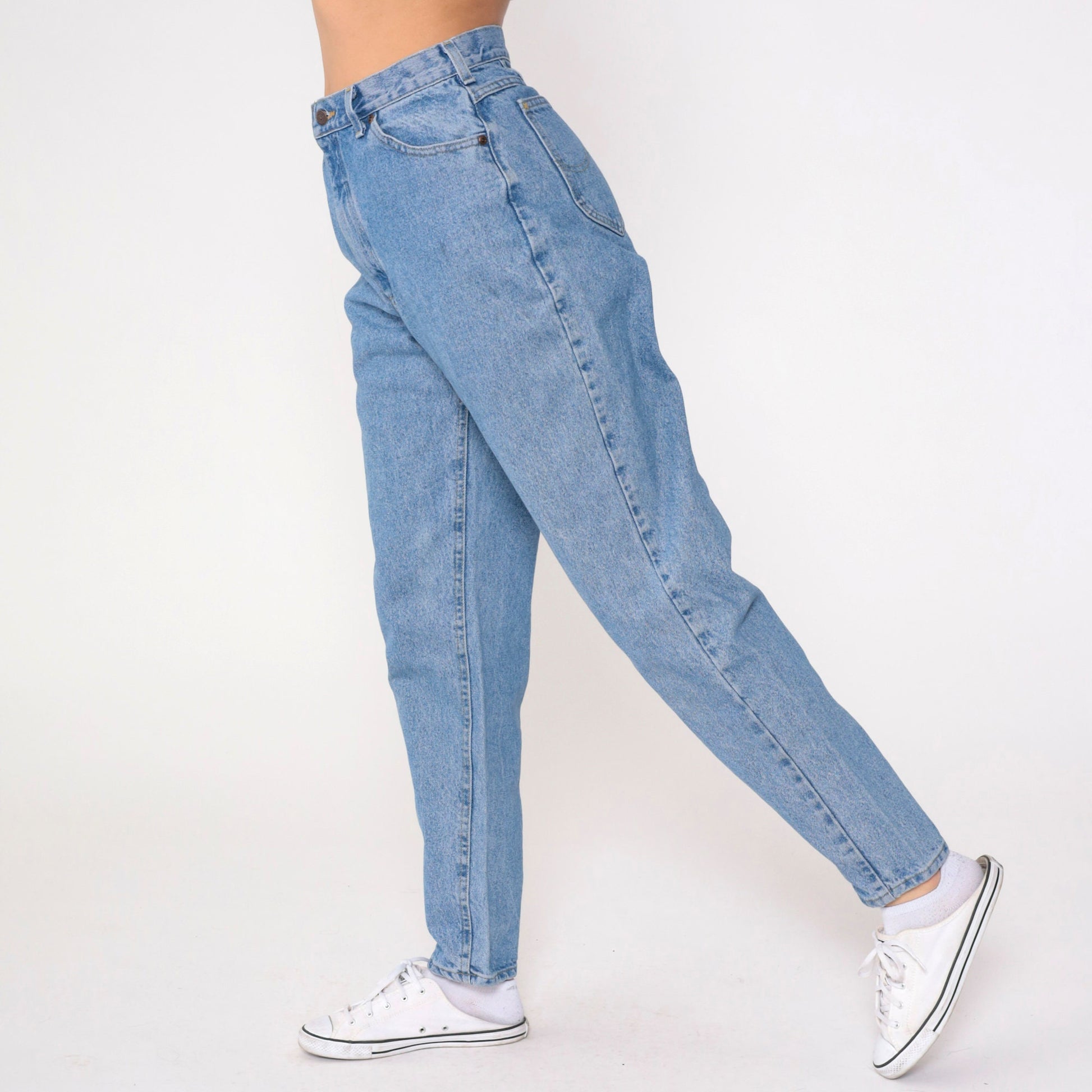Lee High Waist Tapered Jeans 90s Blue Denim Mom Jeans Medium