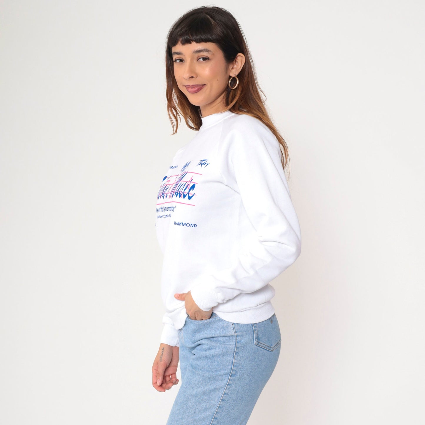 90s Gibson's Music Corbin Kentucky Graphic Sweatshirt White Raglan Small