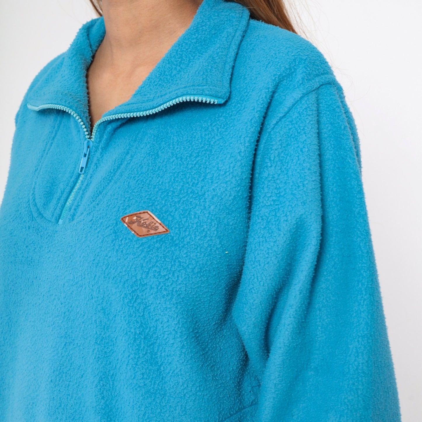 90s Hobie Quarter Zip Fleece Sweatshirt Blue Pullover Men's Medium