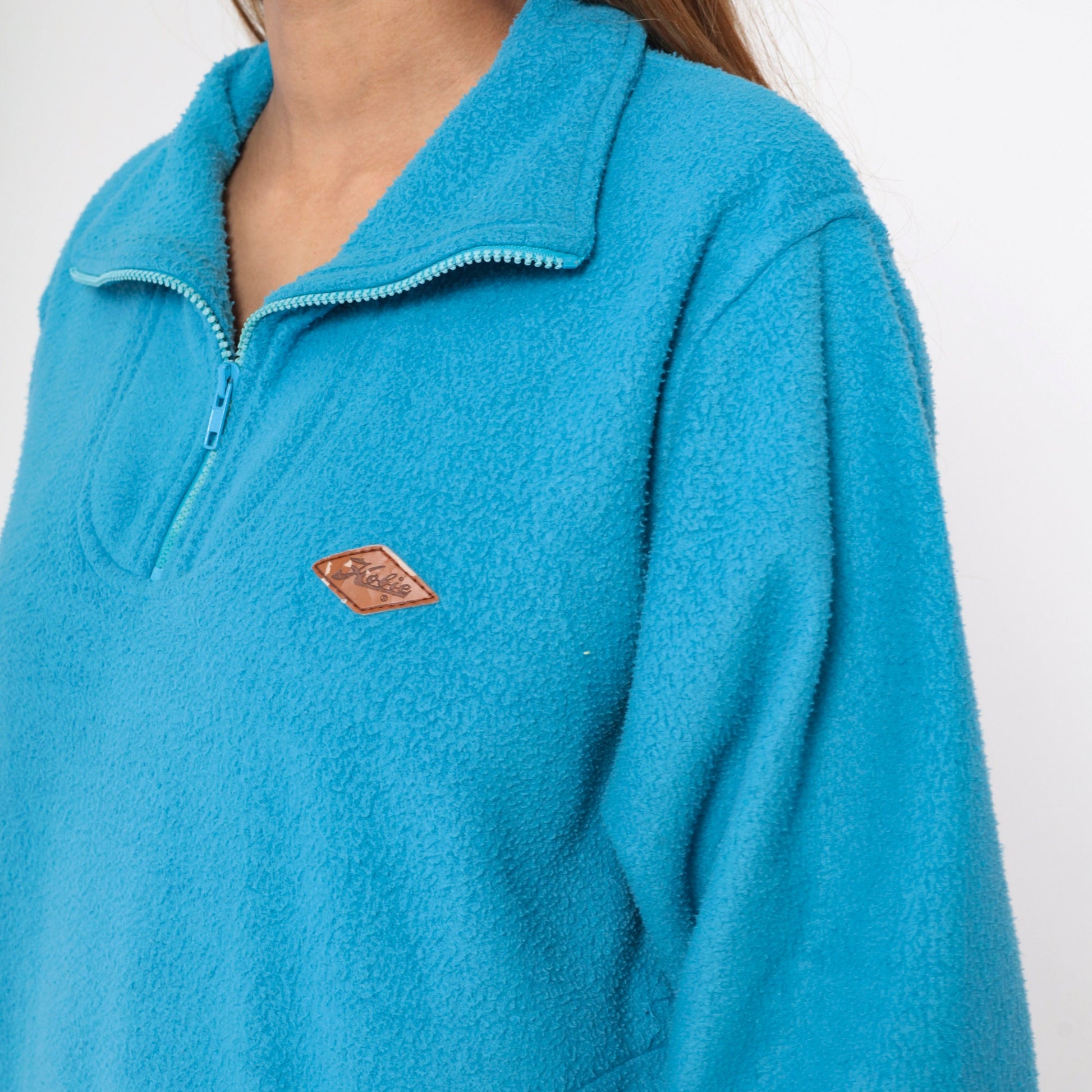 90s Hobie Quarter Zip Fleece Sweatshirt Blue Pullover Men's Medium