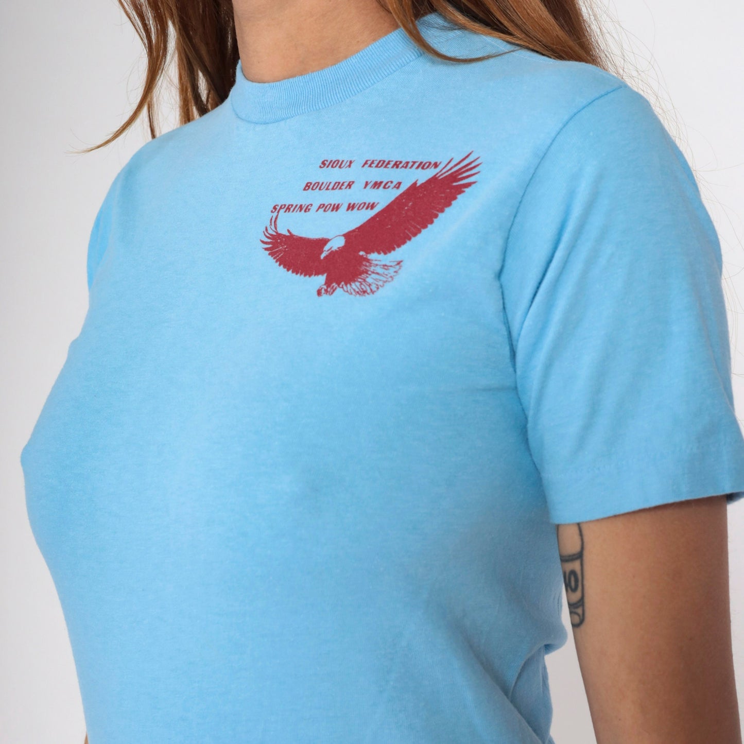 80s Sioux Federation Boulder YMCA Spring Pow Wow Graphic Tee Eagle Print XS