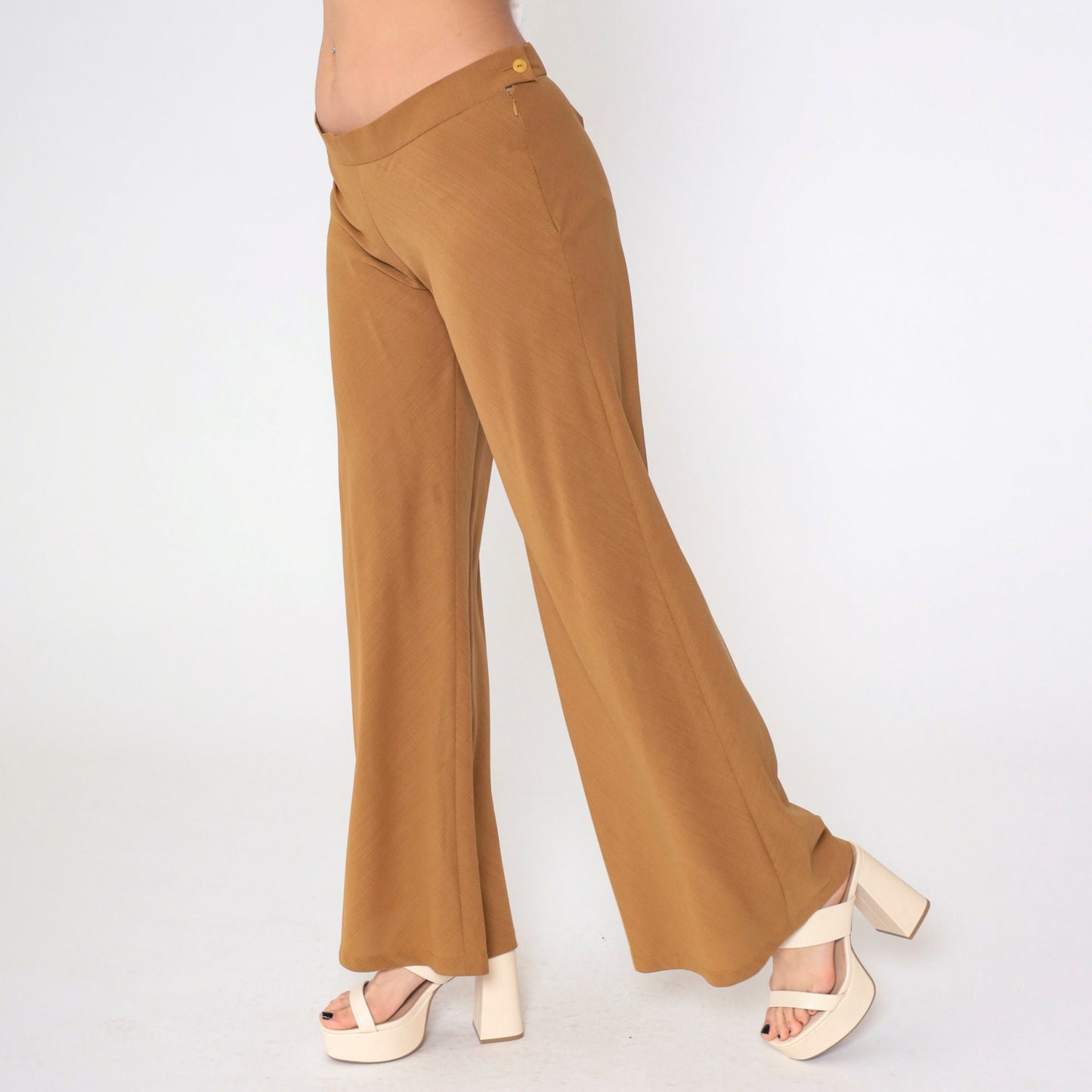 00s Brown Low Rise Flared Trousers Small 6