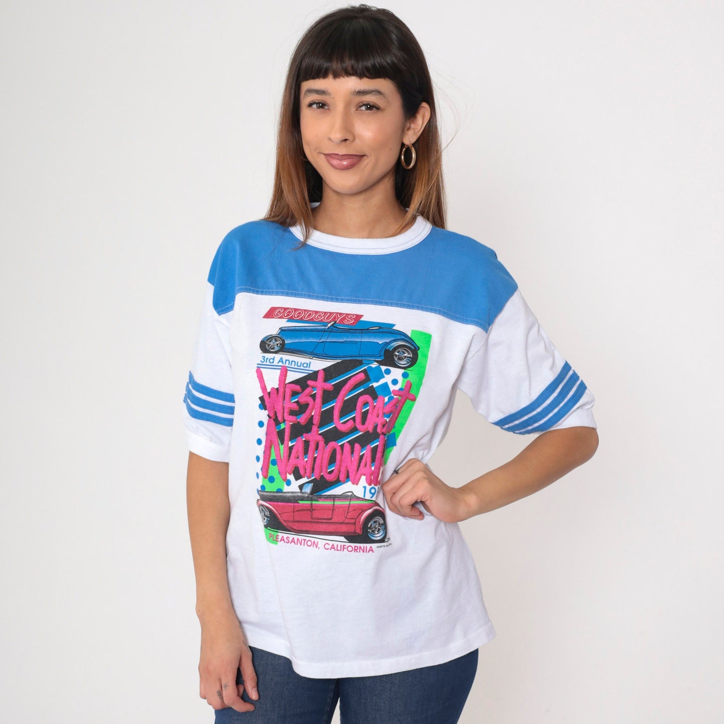 80s Hot Rod Ringer Tee Goodguys 3rd Annual West Coast Nationals Graphic Medium