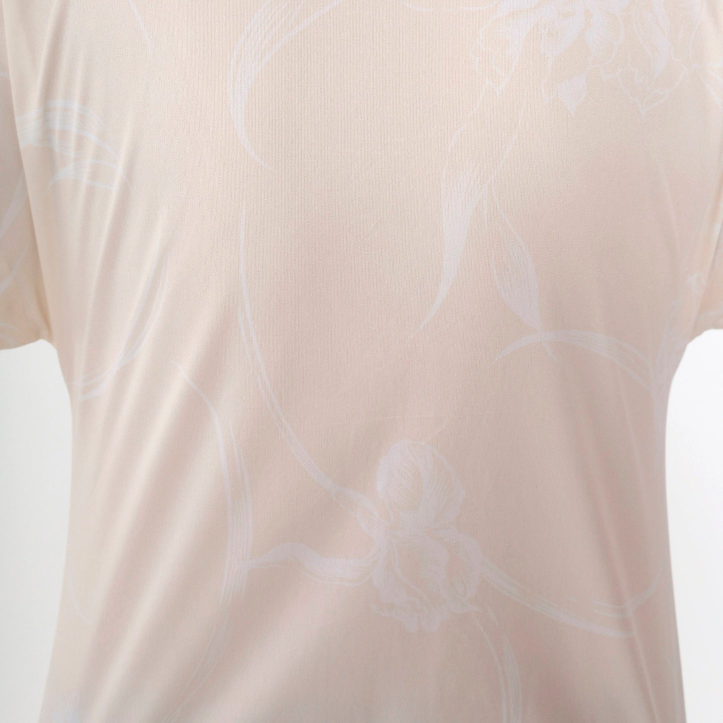 70s Graff Ascot Blouse Cream Abstract Print Button-Up Cap Sleeve Small