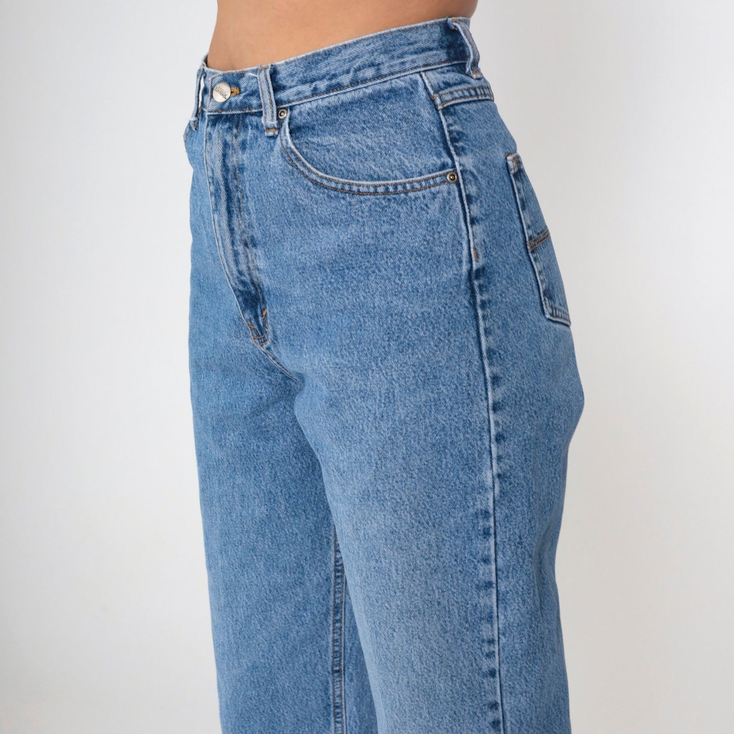 90s High Waisted Tapered Blue Denim Jeans Basic Editions Medium