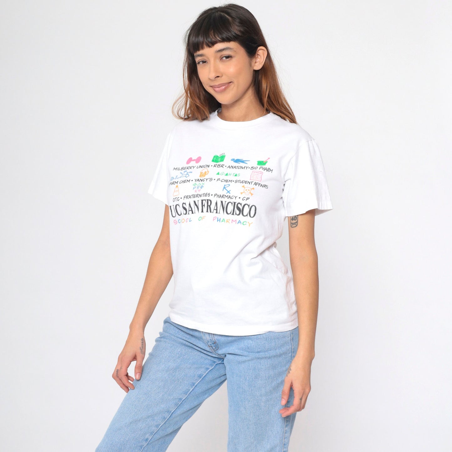 90s UC San Francisco School of Pharmacy Graphic T-Shirt Cotton Small